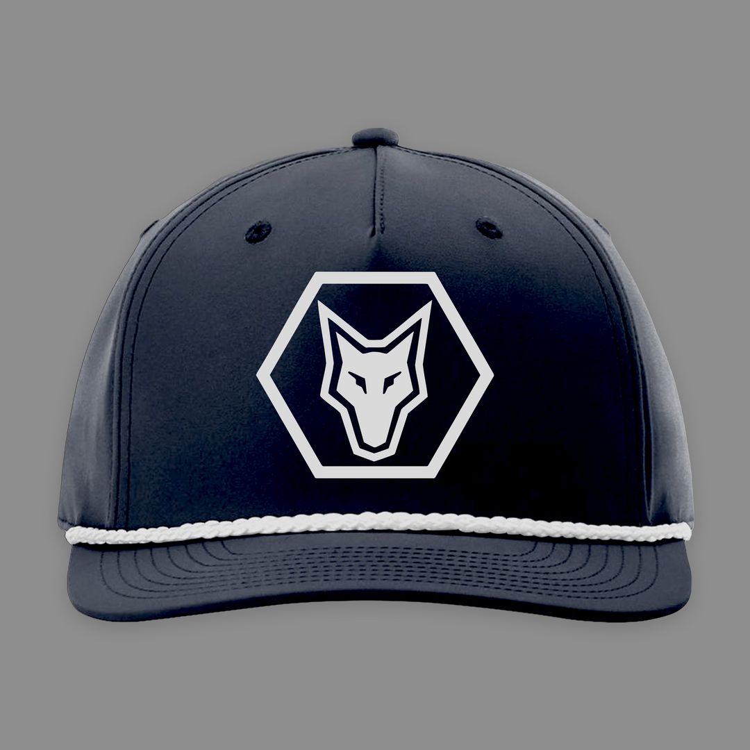 Navy hat with white wolf