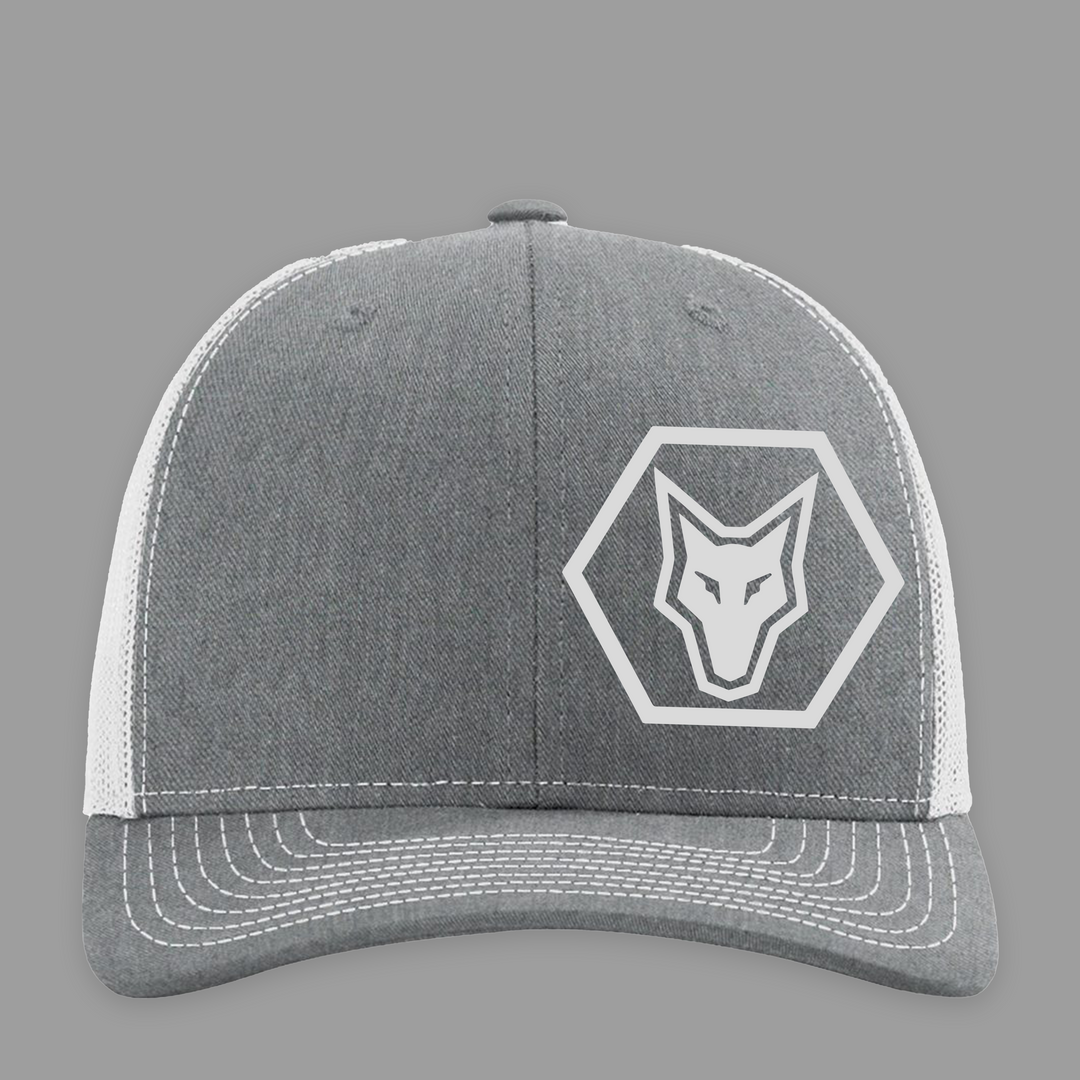 Grey hat with white wolf