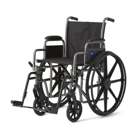 Medline K1 Basic Wheelchair with Desk-Length Arms and Swing-Away Footrests, 300 lb. Weight Capacity